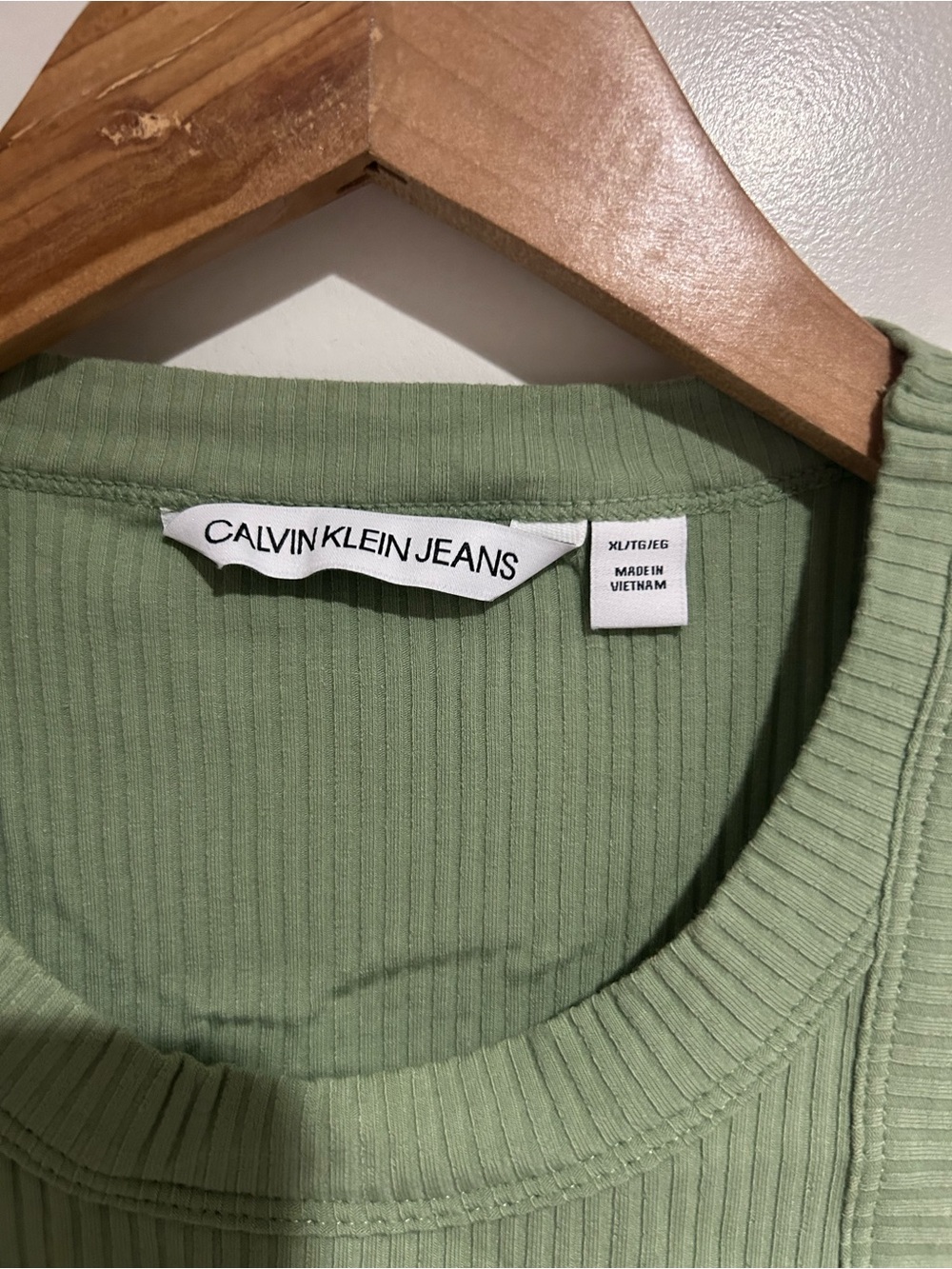 Calvin Klein Light Sage Ribbed Tank Top - Picture 2 of 5